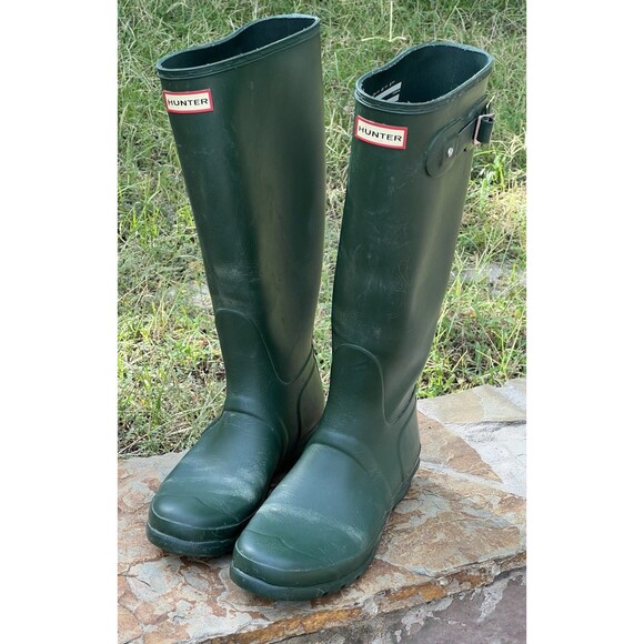 Hunter Women's Original Tall Rain Boots - Matte Green Size 10 - Picture 1 of 9